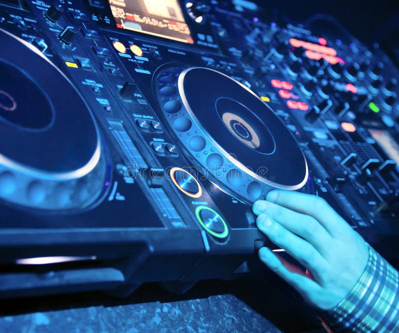 Dj mixes the track stock images