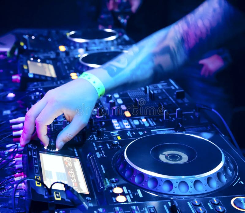 Dj mixes the track royalty free stock photo