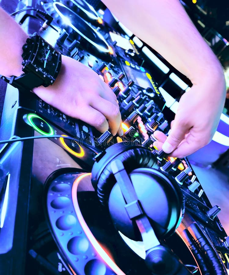 Dj mixes the track stock photos