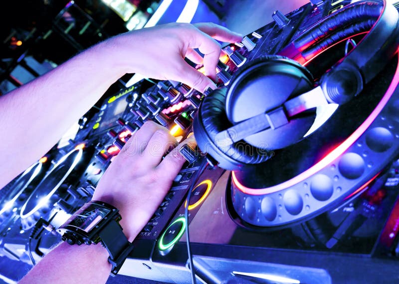 Dj mixes the track royalty free stock photos