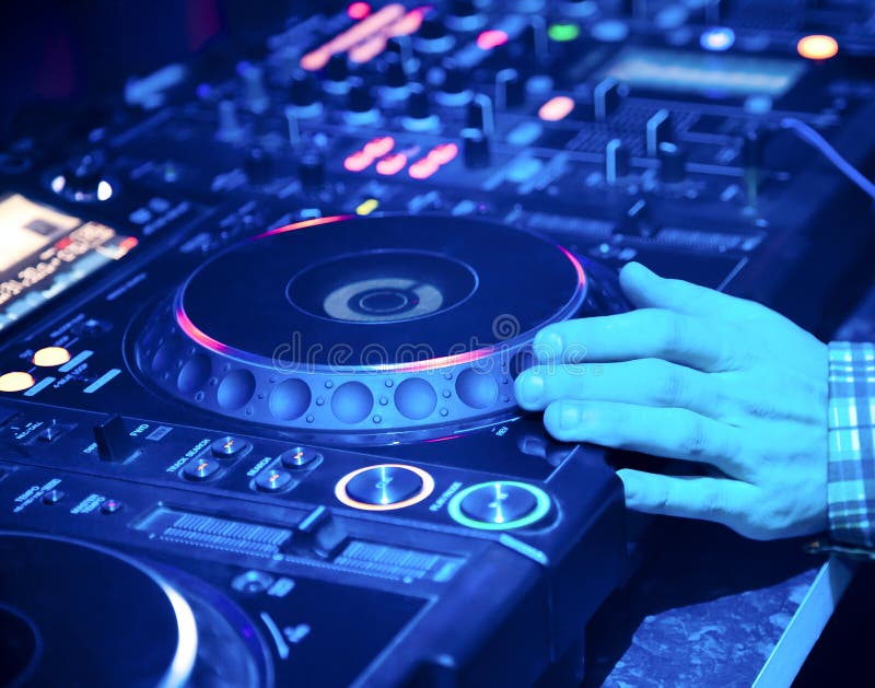 Dj mixes the track stock photo