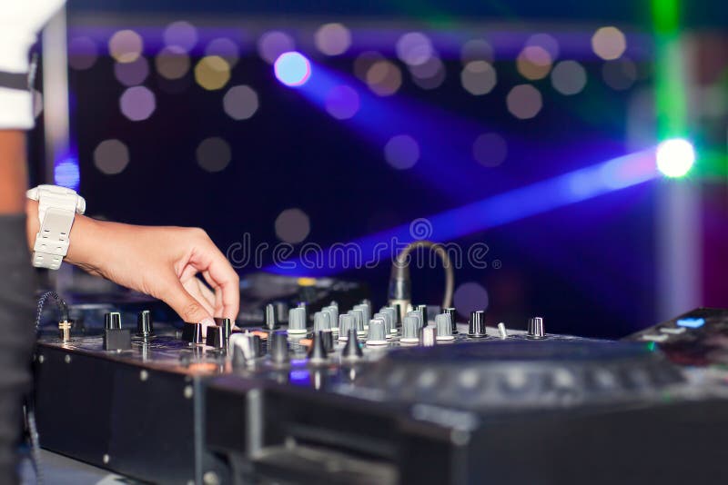 DJ Mixing Music On Console At The Night Club Stock Photo Image of entertainment, nightlife