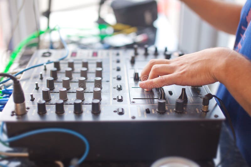 DJ Mixing Music on Console at the Night Club Stock Image Image of
