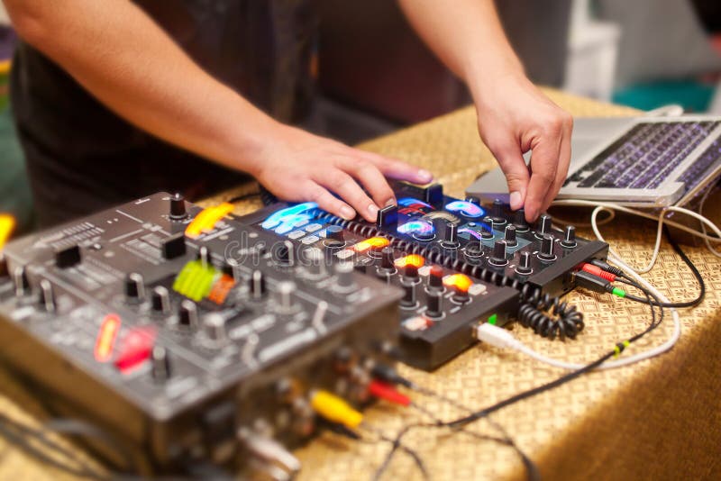 DJ Mixing Music on Console at the Night Club Stock Image Image of blurred, musical 62086879