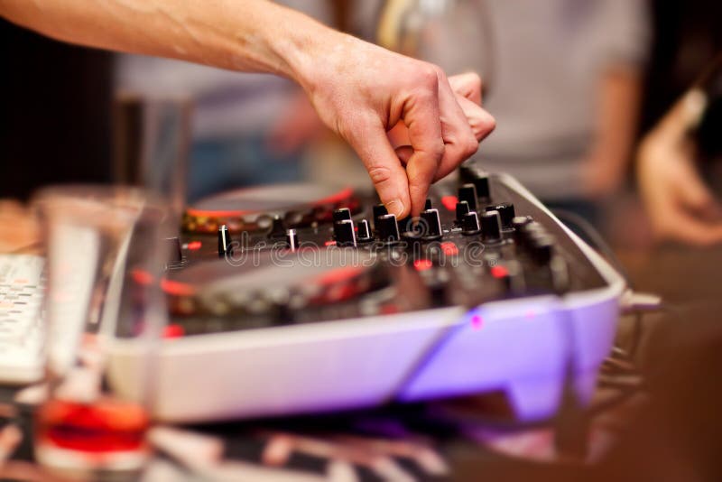 DJ Mixing Music on Console at the Night Club Stock Image Image of