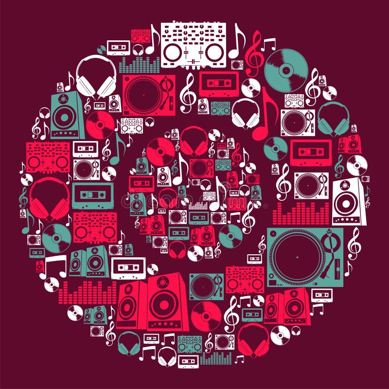 Dj Muzyczny ikon dysk ilustracji Dj Muzyczny ikon dysk ilustracji