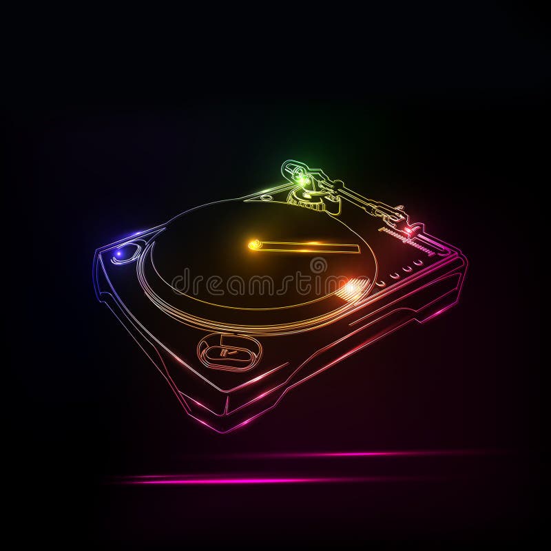 DJ-Neondiscohaus vektor abbildung DJ-Neondiscohaus vektor abbildung