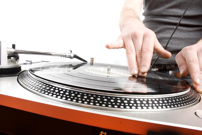 DJ Turntable Playing Vinyl Record in Dance Club Stock Image Image of