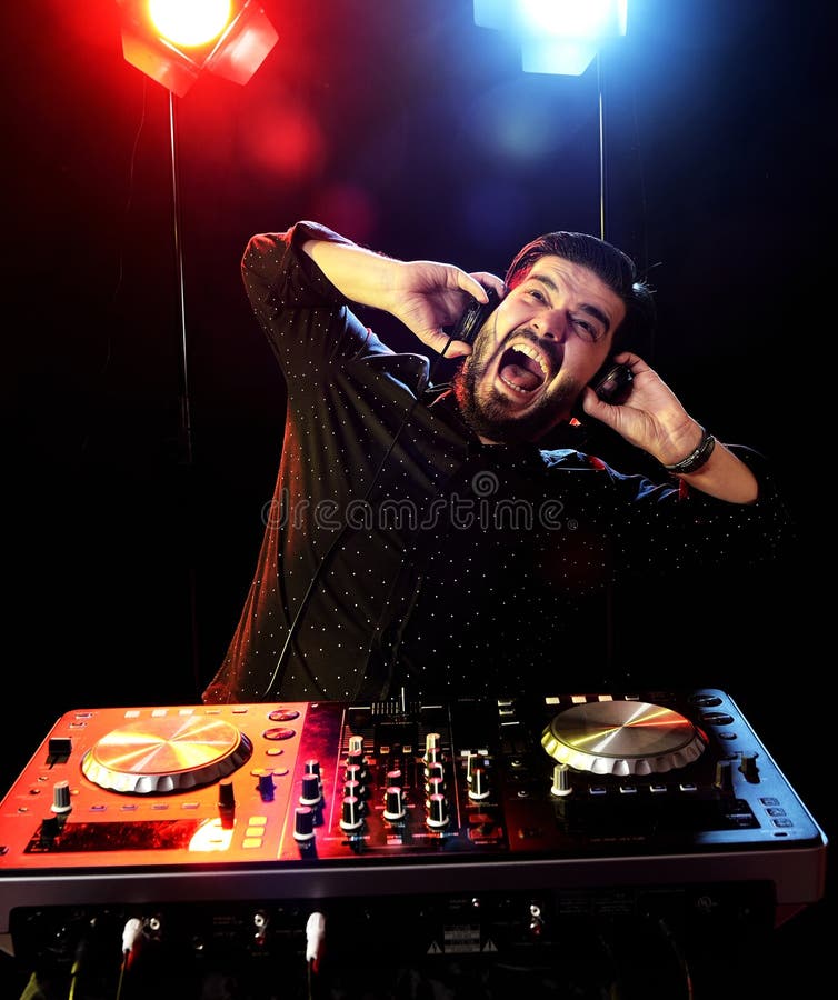 Young DJ In White Costume Holding Vinyl Record In Stock Image Image