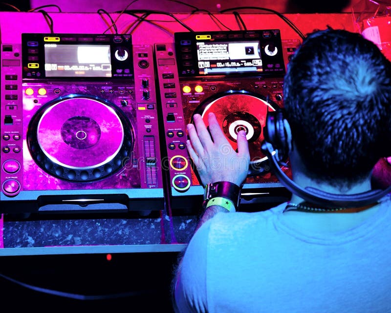 Dj playing the track royalty free stock photo