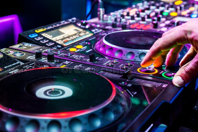 Dj playing the track royalty free stock photo