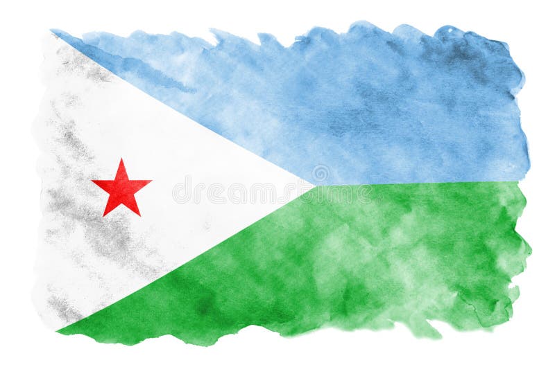 Djibouti flaga przedstawia w ciekłym akwarela stylu odizolowywającym na białym tle ilustracja wektor Djibouti flaga przedstawia w ciekłym akwarela stylu odizolowywającym na białym tle ilustracja wektor