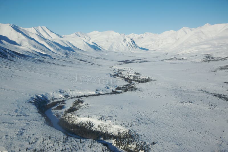 Djupfryst berg River Valley royaltyfria foton
