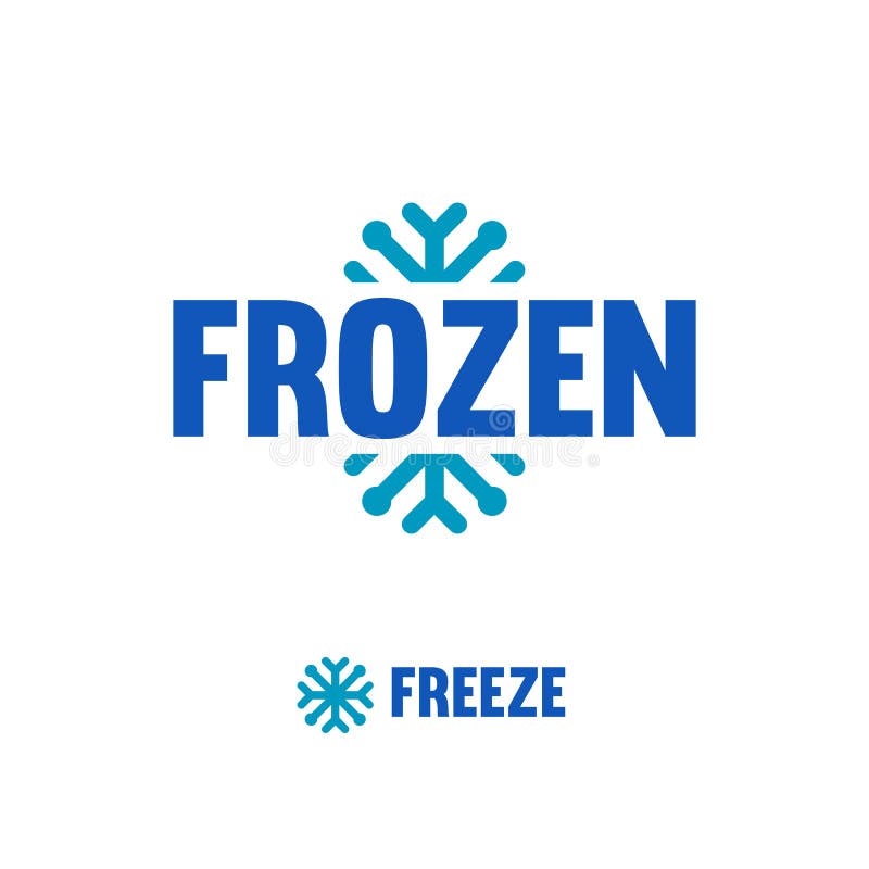 Djupfryst frysninglogo Abstrakt vektorsnöflingalogotyp vektor illustrationer
