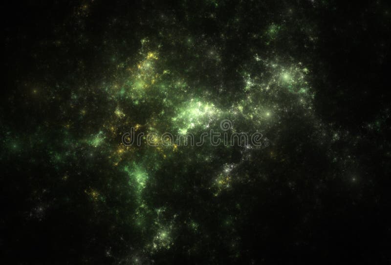 Djupt - göra grön och gulna nebulosor och glänsande stjärnor royaltyfri foto Djupt - göra grön och gulna nebulosor och glänsande stjärnor royaltyfri foto