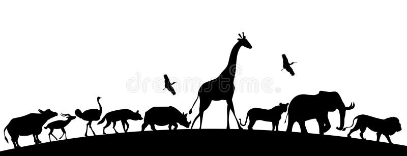 Djur silhoutte, afrikanska djur, illustration av safaridjur