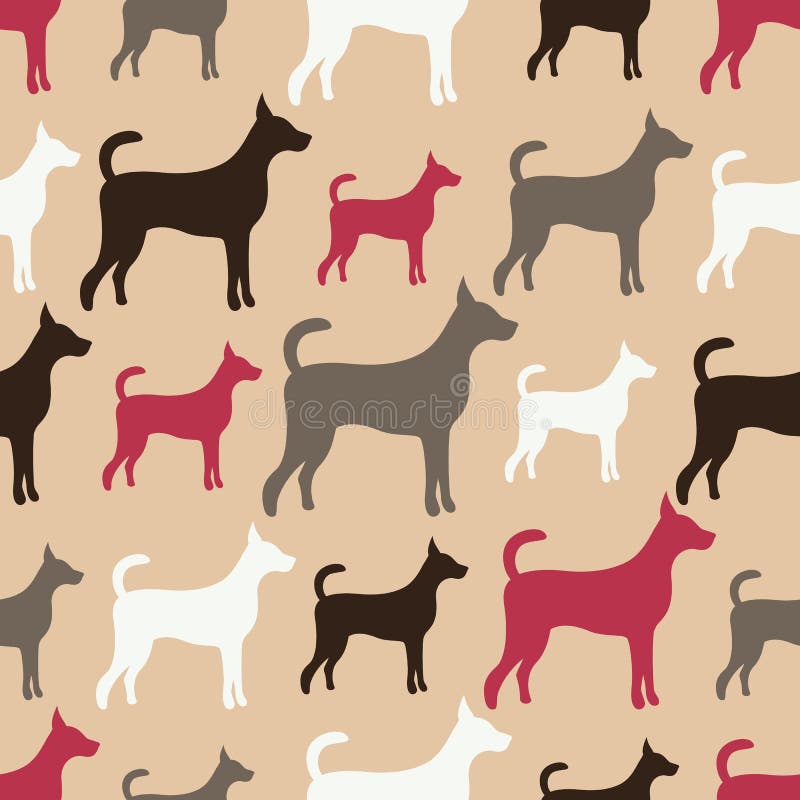 Animal seamless vector pattern of dog silhouettes. Endless texture can be used for printing onto fabric, web page background and paper or invitation. Doggy style. Animal seamless vector pattern of dog silhouettes. Endless texture can be used for printing onto fabric, web page background and paper or invitation. Doggy style.