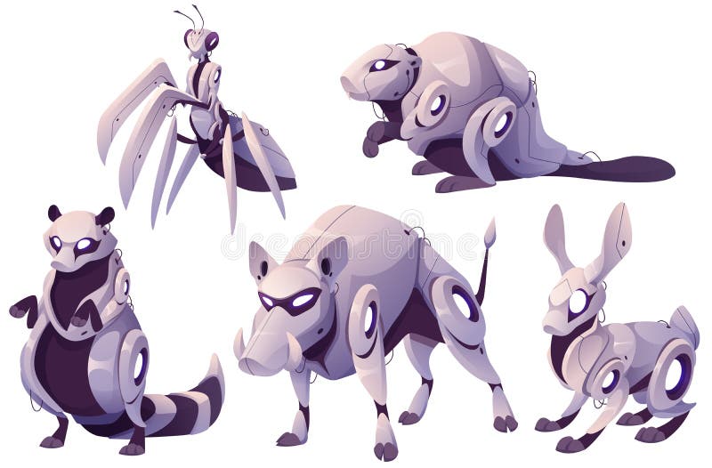Djurerobotar hyr boar, boar och tvättar royaltyfri illustrationer