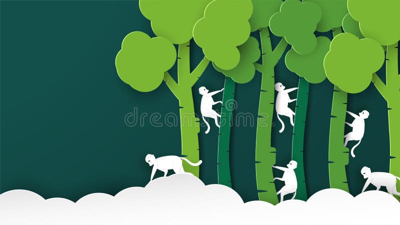 Djurlivdjur med behandligsbegrepp Minimalism nedlåta sig i pappers- snitt- och hantverkstil Konstdigitalcraft för världsmiljö stock illustrationer Djurlivdjur med behandligsbegrepp Minimalism nedlåta sig i pappers- snitt- och hantverkstil Konstdigitalcraft för världsmiljö stock illustrationer