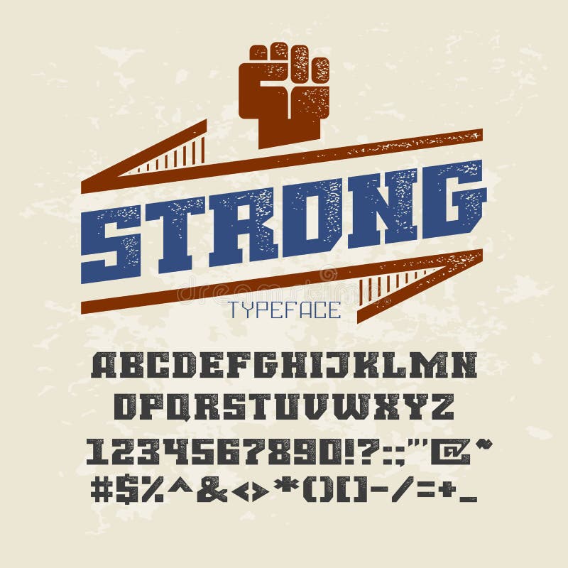 Djärv seriffstilsort Uppercase bokstäver, nummer och symboler royaltyfri illustrationer Djärv seriffstilsort Uppercase bokstäver, nummer och symboler royaltyfri illustrationer
