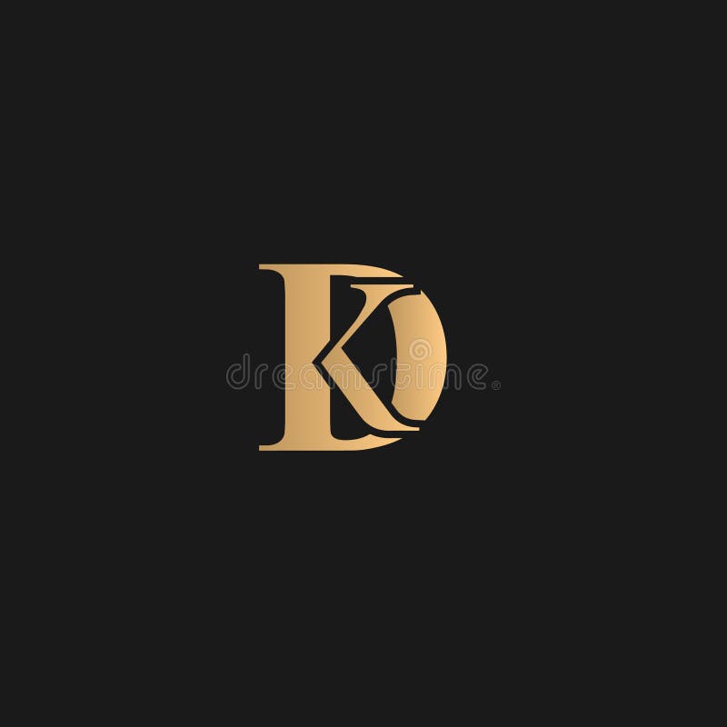 DK Logo Golden Yellow on Black Background Stock Vector - Illustration ...