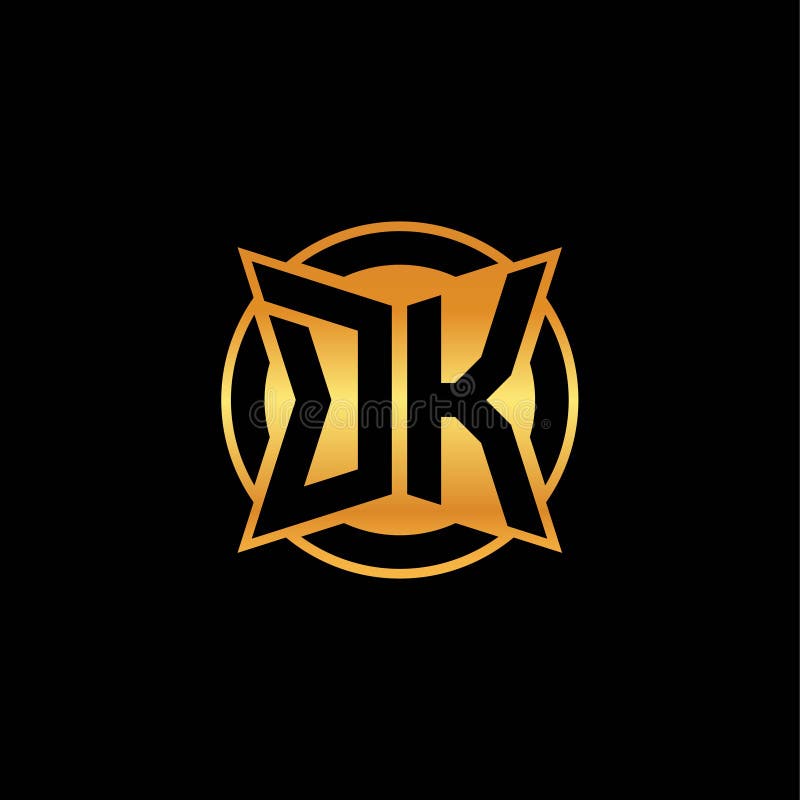 DK logo initial monogram with geometric golden shape style design in isolated background, gold geometric shape style, gold and golden monogram. DK logo initial monogram with geometric golden shape style design in isolated background, gold geometric shape style, gold and golden monogram