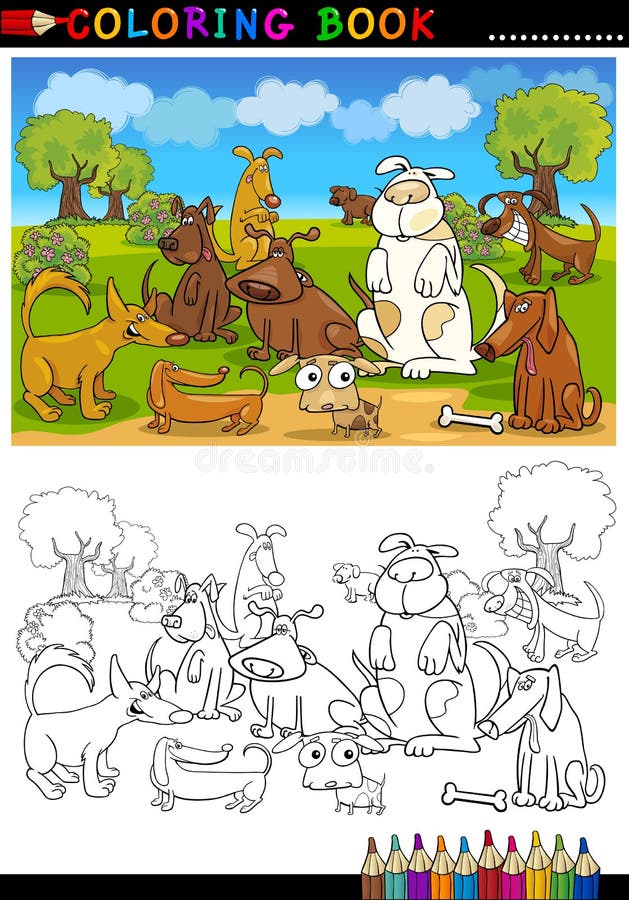 Dla Kolorystyki kreskówka Psy Rezerwują lub Wzywają ilustracji Dla Kolorystyki kreskówka Psy Rezerwują lub Wzywają ilustracji