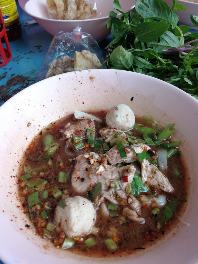 Bangkok Thailand, Noodle With Pig Blood Is Well Known As Thai Local
