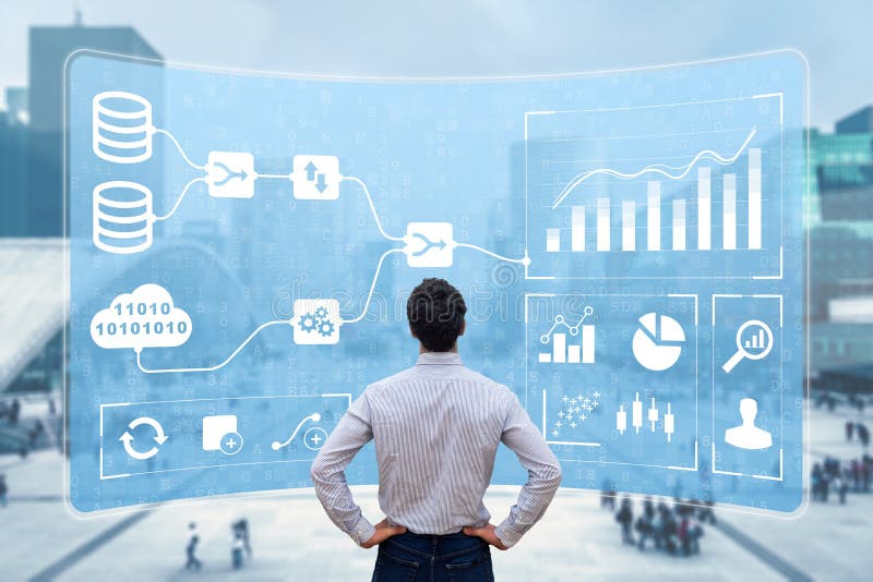 Dms de business analytics y data management system que ofrecen información clave para la estrategia corporativa. concepto con anal imagen de archivo