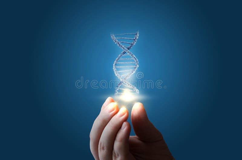 DNA a disposizione su fondo blu