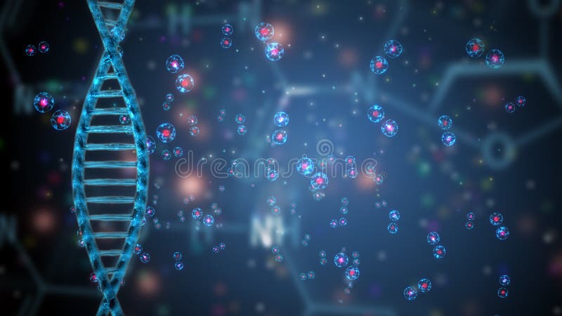 Dna double helix and cells on the background
