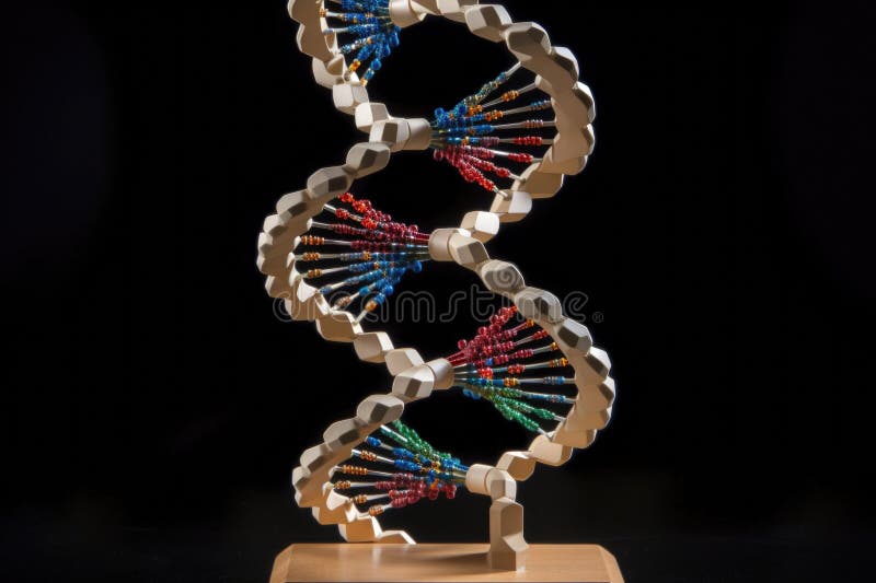 Dna double helix, with close-up view on the base pairs