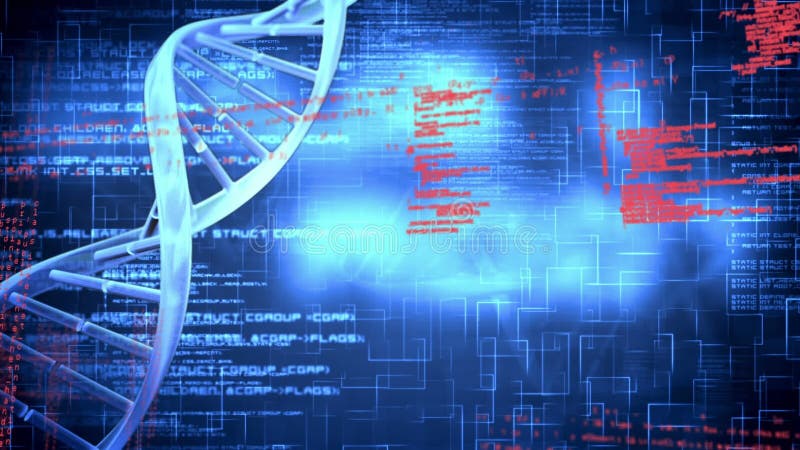 DNA double helix and digital codes stock illustration
