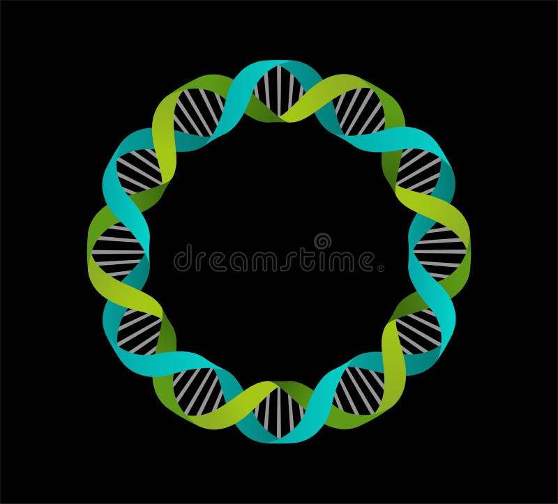 DNA, genetisch icoon - cirkelvormige achtergrond vector illustratie