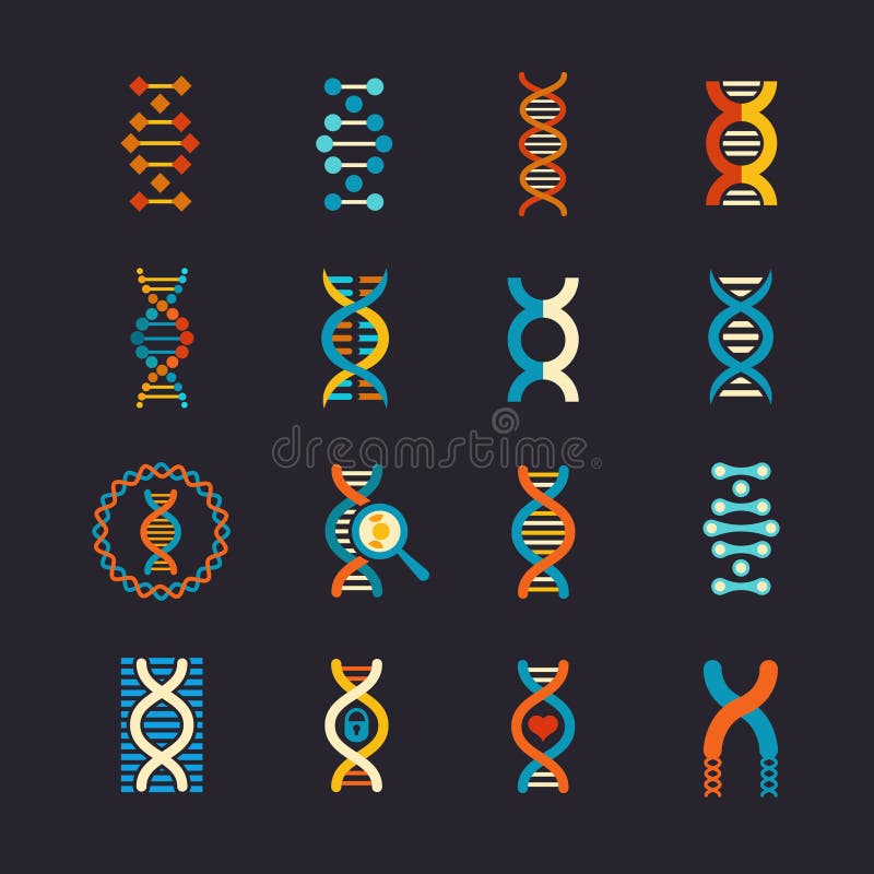 DNA genetyczne wektorowe płaskie ikony ustawiać ilustracji DNA genetyczne wektorowe płaskie ikony ustawiać ilustracji