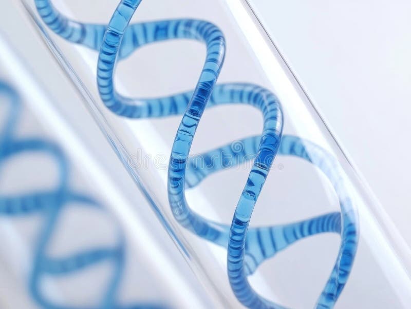 Dna helix rotating in a glass vial, genetic engineering concept royalty free stock images
