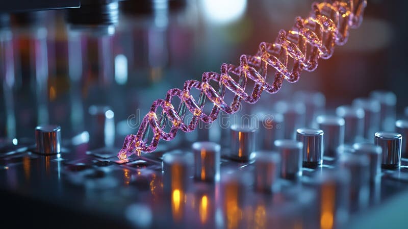 DNA-hybridisering i molekylär diagnostik med kompletterande strängbindning i mikrosystem vektor illustrationer