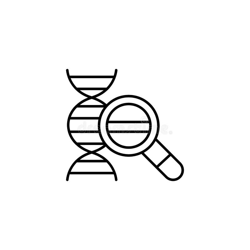 DNA, magnifier icon. Simple line, outline vector of gene modification icons for ui and ux, website or mobile application stock illustration