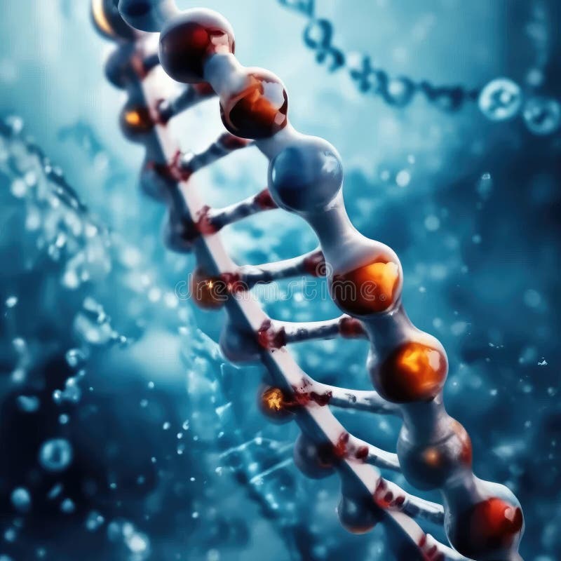 The DNA strand is depicted with multi-colored bubbles attached to it, symbolizing genetic information and molecular interactions. Code division stock images, royalty-free photos and pictures