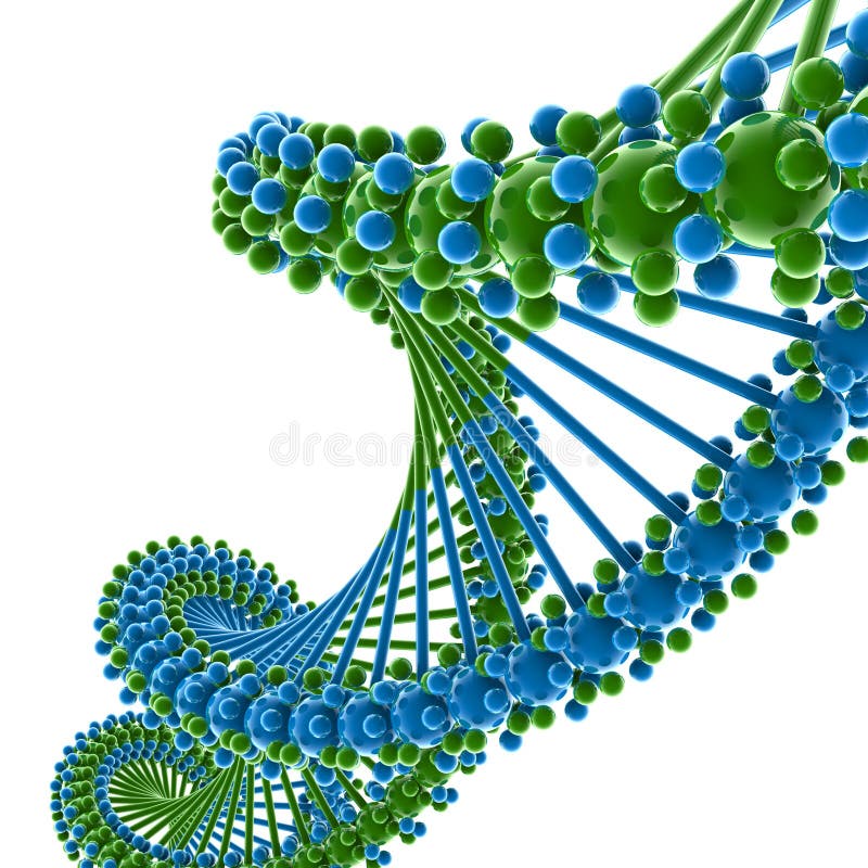 Illustration of blue and green DNA chain. Illustration of blue and green DNA chain