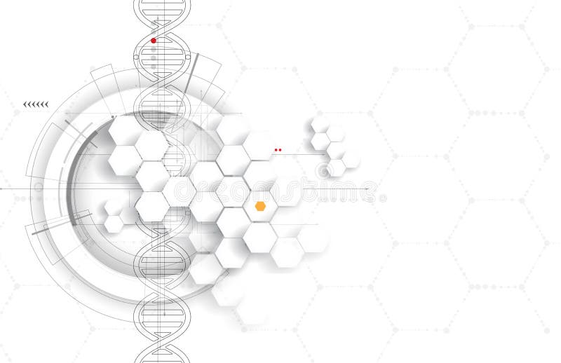 DNA και ιατρικό και υπόβαθρο τεχνολογίας φουτουριστικό μόριο s διανυσματική απεικόνιση