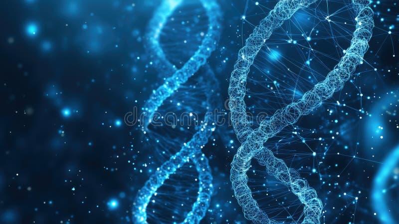 Dna строит синее светящееся фоновое абстрактное понятие технологии стоковая фотография rf