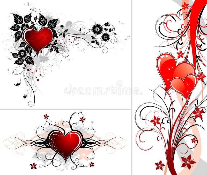 Valentines Day background with Hearts, flower and wave, element for design, vector illustration. Valentines Day background with Hearts, flower and wave, element for design, vector illustration