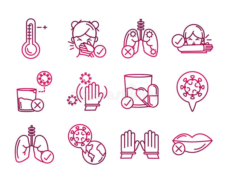 Avoid and prevent spread of covid19 icons set gradient icon