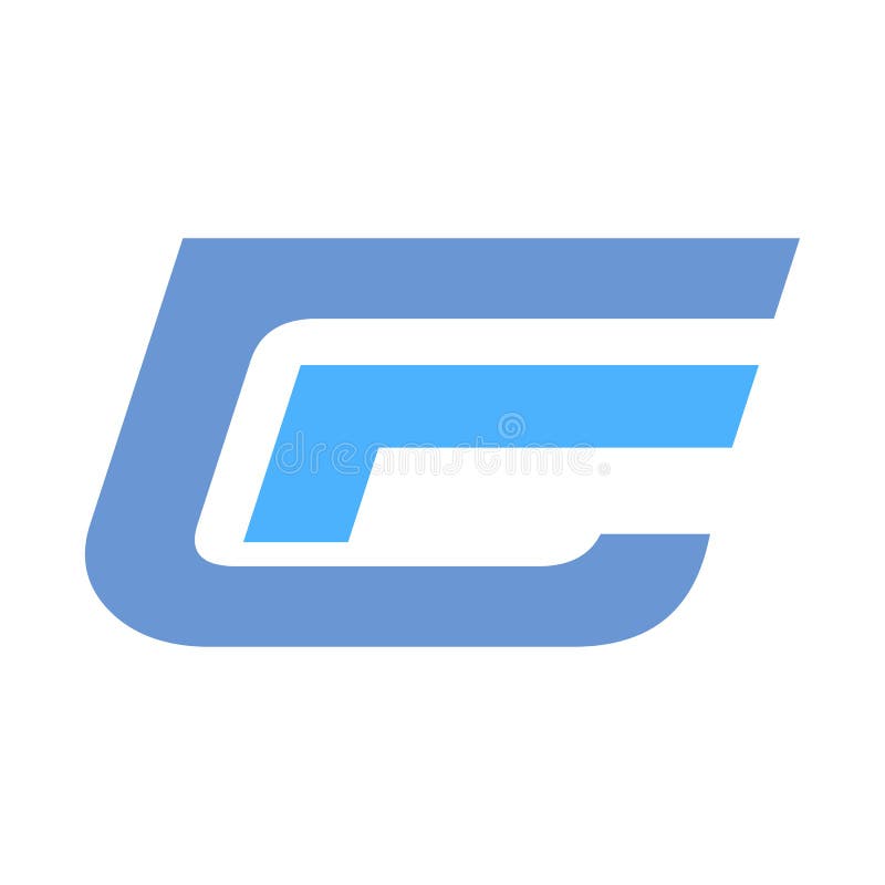 Do logotipo grande azul da letra da empresa do alfabeto da fonte dos Cf c f projeto branco v ilustração stock Do logotipo grande azul da letra da empresa do alfabeto da fonte dos Cf c f projeto branco v ilustração stock