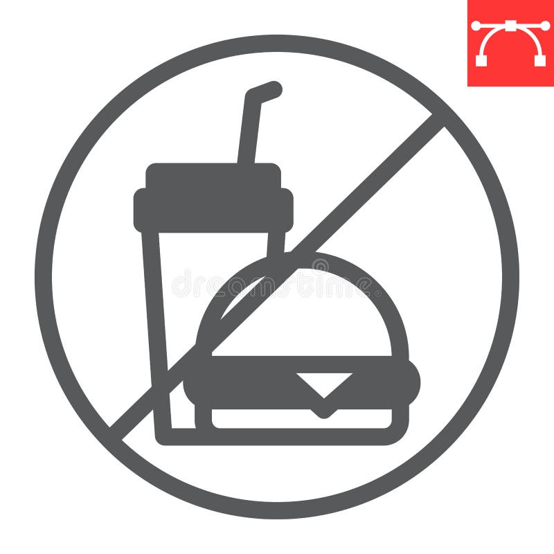 Do not eat glyph icon, prohibition and no eat, no fast food vector icon, vector graphics, editable stroke solid sign, eps 10. Do not eat sign vectors