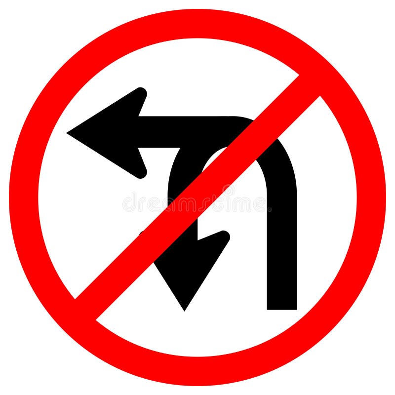 Do Not Turn Left Or U- Turn Left Traffic Road Sign Isolate On White ...