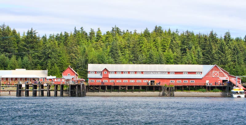 A full frontal view of the Icy Strait Point old historic cannery and cruise ship visitors center near Hoonah, Alaska on Chichagof Island. Icy Strait Point itself is owned by local native Tlingit tribe members, and Hoonah is the largest Tlingit community in the Pacific Northwest. A full frontal view of the Icy Strait Point old historic cannery and cruise ship visitors center near Hoonah, Alaska on Chichagof Island. Icy Strait Point itself is owned by local native Tlingit tribe members, and Hoonah is the largest Tlingit community in the Pacific Northwest.