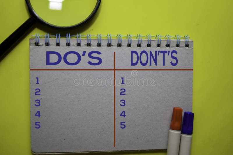 Do`s or Don`t`s on the Books with Yellow background royalty free stock photography Do`s or Don`t`s on the Books with Yellow background royalty free stock photography
