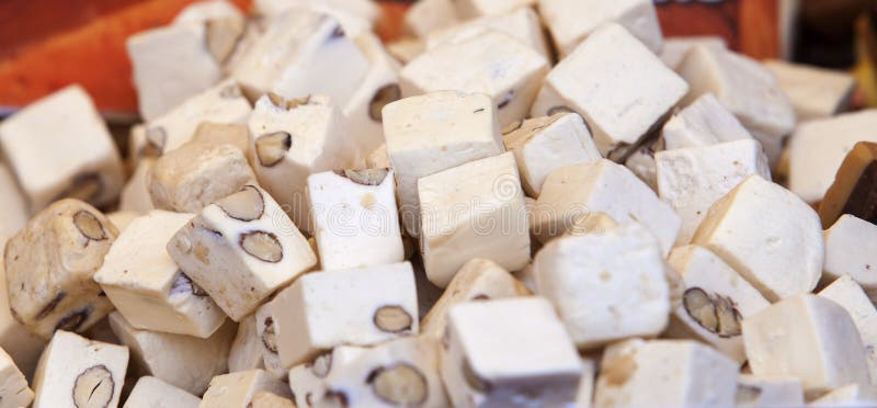 Dobbel van Spaanse zachte turron stock foto Dobbel van Spaanse zachte turron stock foto